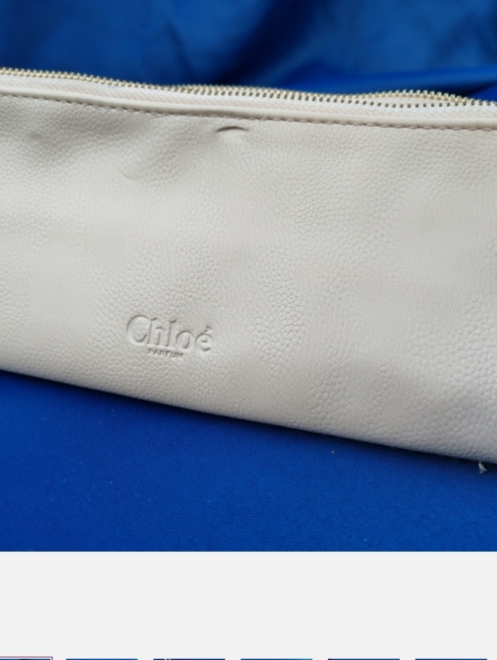 Chloé Cream Pebbled Leather Zip Clutch